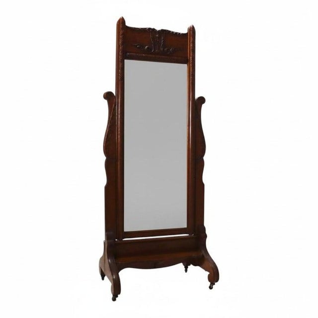 Traditional Rj Horner Carved Oak Cheval Dressing Mirror C1920 For Sale - Image 3 of 14