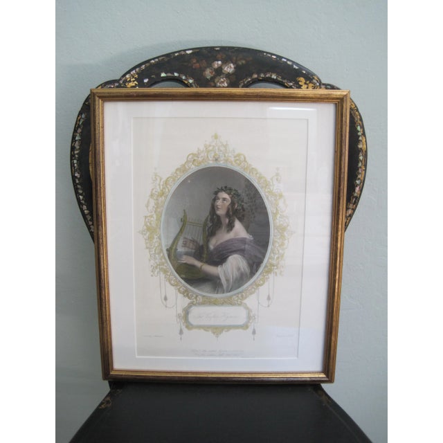 19th Century Colored Etching Vesper Hymn Irish Ballad Sir Thomas Moore Woman with Harp For Sale - Image 10 of 10