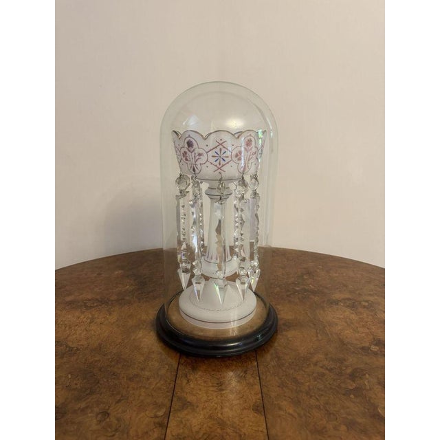 Antique Victorian Glass Lustre and Glass Dome, 1880, Set of 2 For Sale - Image 10 of 10