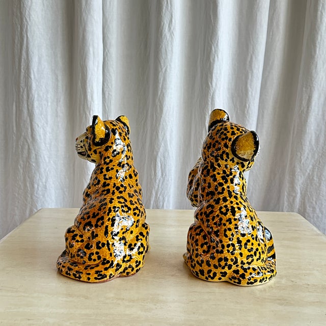 Ceramic Mid-Century Italian Handmade Ceramic Baby Leopards, 1970s, Set of 2 For Sale - Image 7 of 17