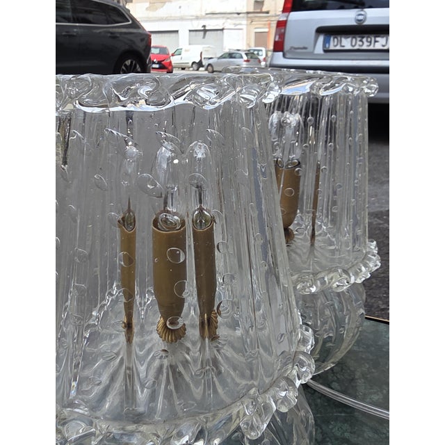 Murano Glass Table Lamps with Bubbles from Barovier, 1930, Set of 2 For Sale - Image 6 of 12