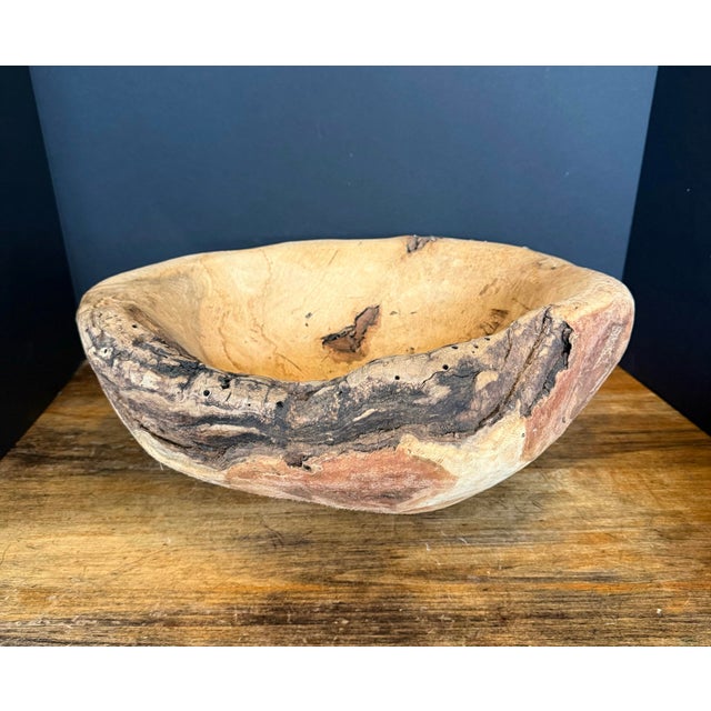 Rustic Live Edge Cherry Burl Wood Bowl Hand Crafted 16.25” X 14.5” X 7.75” Wv Basin For Sale - Image 3 of 12