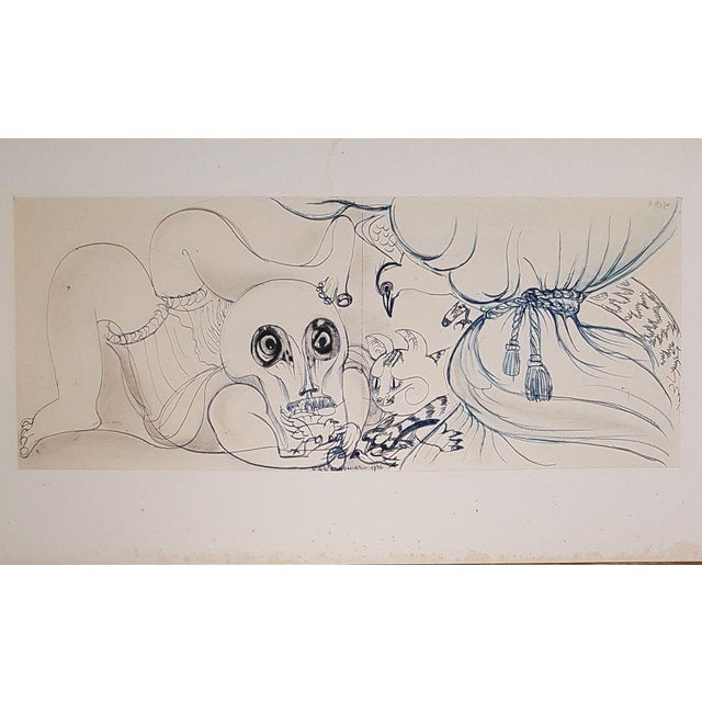 The Cat, the Dove & Death Drawing by Henry de Waroquier, 1936 For Sale - Image 6 of 6