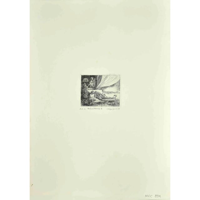 The Death of Francois an original etching and aquatint realized by Leo Guida in 1978. Good condition. Mounted on a white...