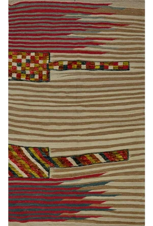 Handwoven Scandinavaian Style Persian Kilim Area Rug - 4′ × 6′9″