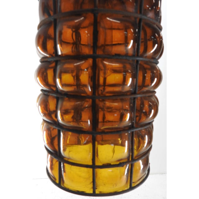 Industrial Hanging Amber Bubble Glass Pendant For Sale In Nashville - Image 6 of 10