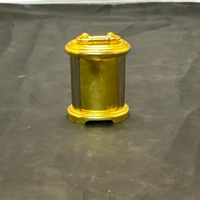 VTG Moulin LTD Miniature Brass Carriage Clock Gold Tone Japan Movt Quartz Mantel For Sale - Image 4 of 11