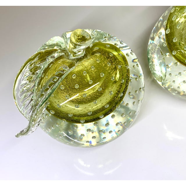 Barbini Large Barbini Murano Glass Pear & Peach Paperweights or Bookends For Sale - Image 4 of 4