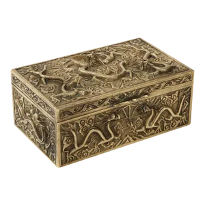 1930s Chinese Solid Brass Dragon Jewelry Box