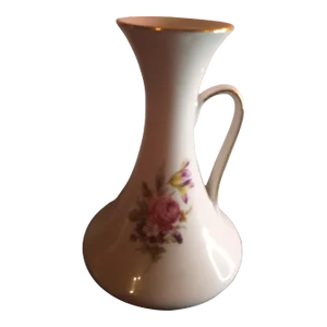1960s Vintage Hand Painted Bavarian Porcelain Vase With Handle