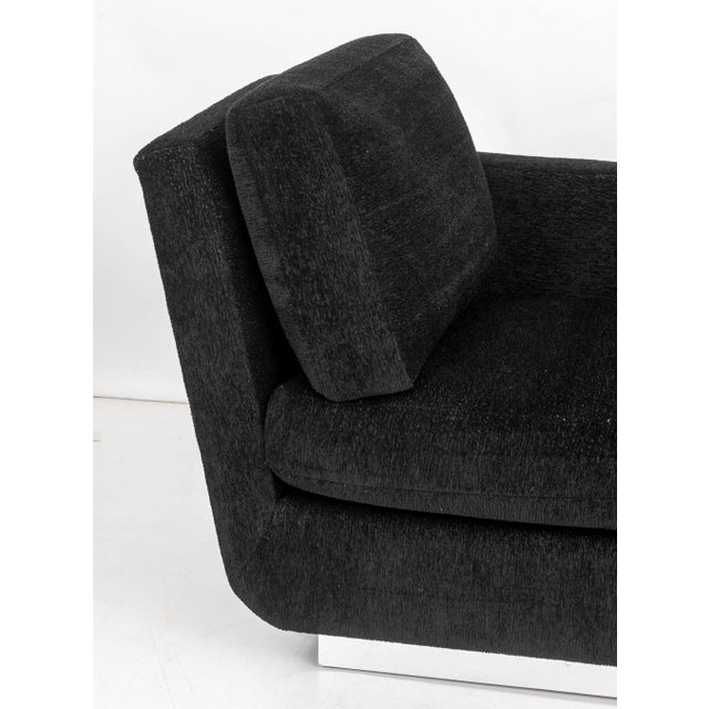Contemporary Modern Black Upholstered Chaise Longue For Sale - Image 3 of 8