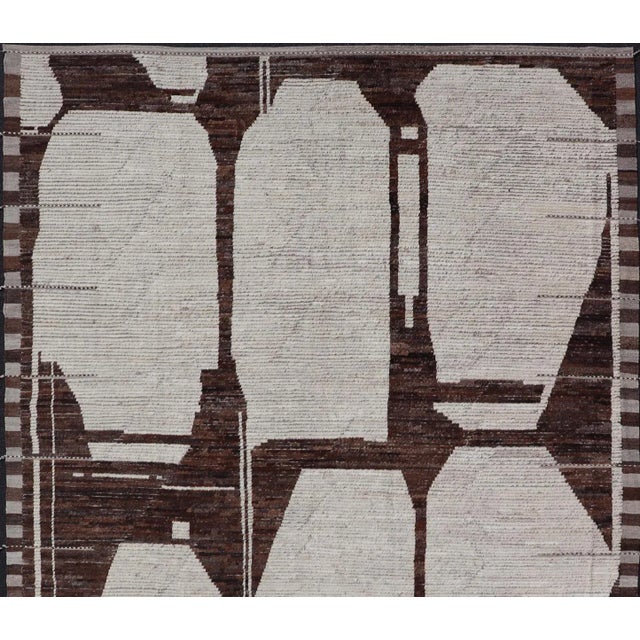 Modern Wool Hand Knotted In Brown and White by Keivan Woven Arts 8'8 x 12'3 Keivan Woven Arts / AFG-64282, country of...