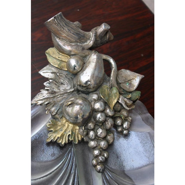 Large Crystal and Silver-Plated Metal Tray, 1970s, in Very Good conditions. Designed 1970 to 1979