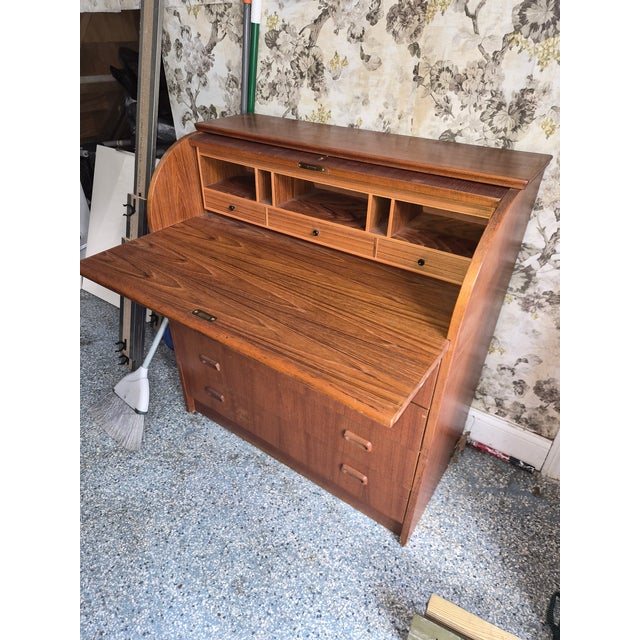 Danish Cylinder Secretary Desk For Sale - Image 4 of 5