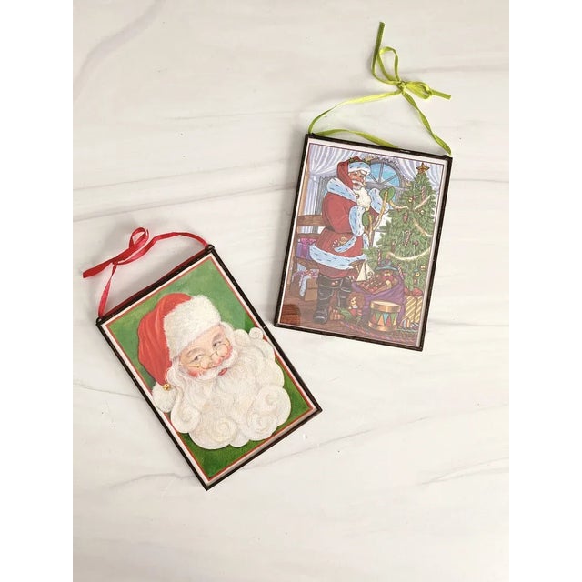 Metal Vintage Framed Prints of Santa Christmas For Sale - Image 7 of 7