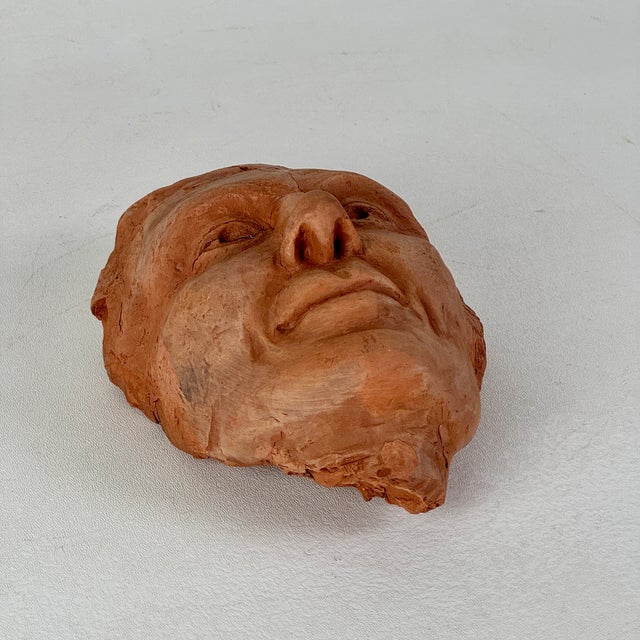 Marvelous Vintage Terracotta Face Bust Sculpture of a Stately & Enigmatic Man For Sale In New York - Image 6 of 7