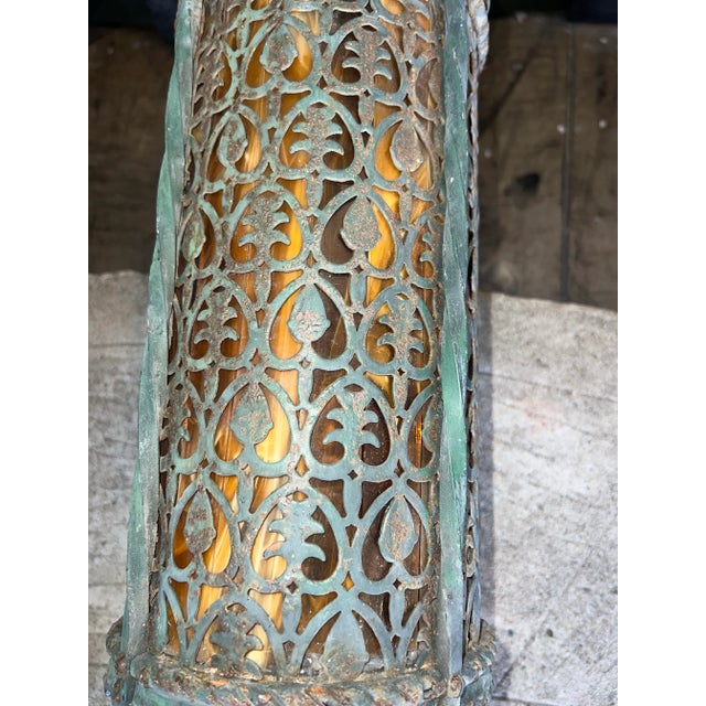 1920s Vintage 1920s Gothic/Spanish Revival Sconces With Original Stained Glass Inserts - A Pair For Sale - Image 5 of 12