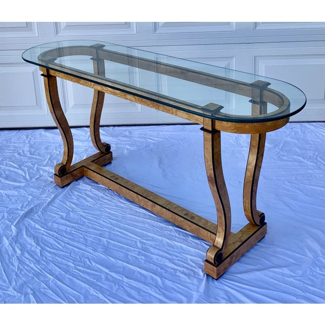 Vintage Glass and Maple Console Sofa Table Chairish