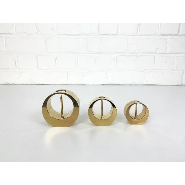 Mid-Century Scandinavian Candleholders in Brass by Arthur Pe, 1950s, Set of 3 For Sale - Image 11 of 12
