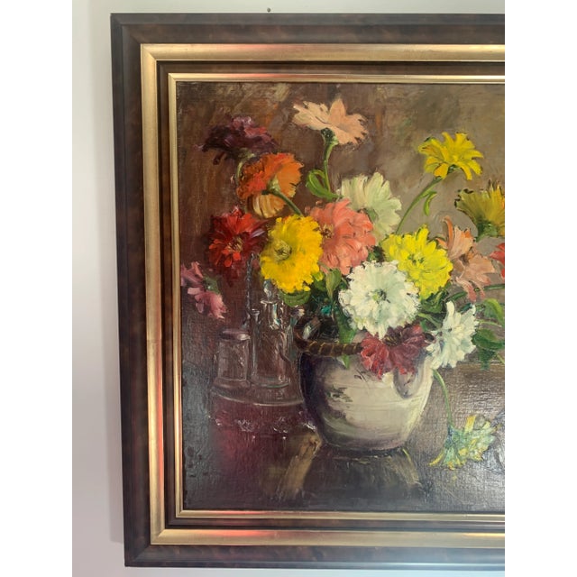 Paint Vibrant Floral Still Life Oil Painting by Jennie Thatcher Crawford, Framed For Sale - Image 7 of 13