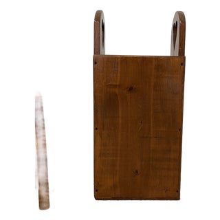 Vintage Handcrafted Wooden Umbrella Stand With Heart Cutout Handles For Sale