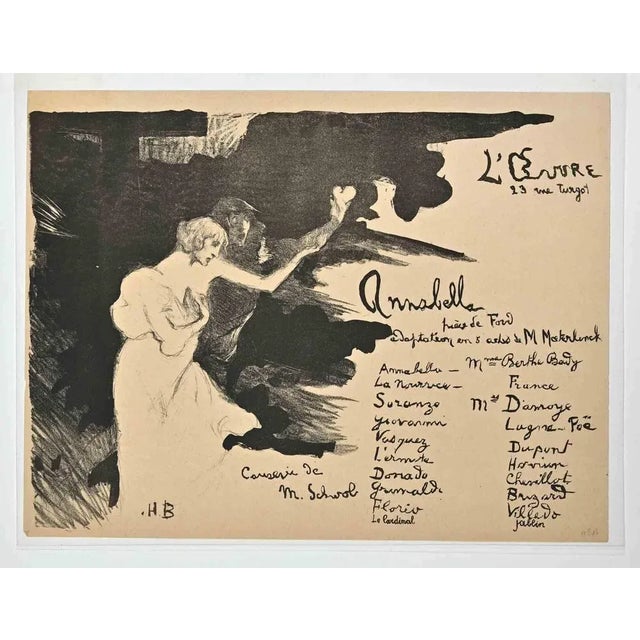 Annabella is a Lithograph realized by Henry Bataille (1872-1922). Good condition on a yellowed paper included a white...