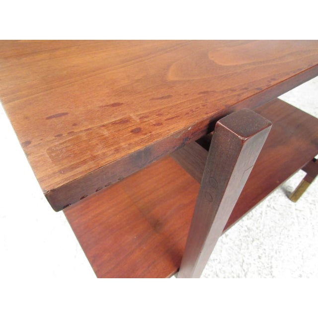 Brown 1960s Mid-Century Two-Tier End Table For Sale - Image 8 of 12