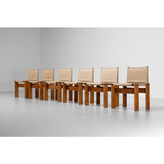 Monk Chairs in Canvas by Afra and Tobia Scarpa for Molteni, Italy, 1974, Set of 6 For Sale - Image 13 of 18