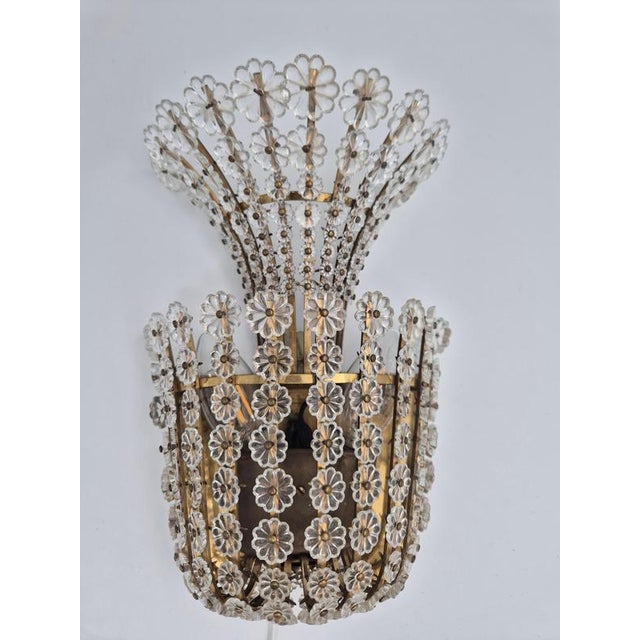 Swedish Modern Wall Light in Brass with Flower Decor, 1950s For Sale - Image 12 of 15