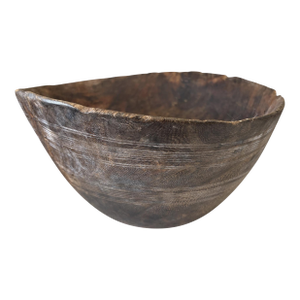 Vintage African Hausa Engraved Wooden Bowl From Niger 11.5" Diameter