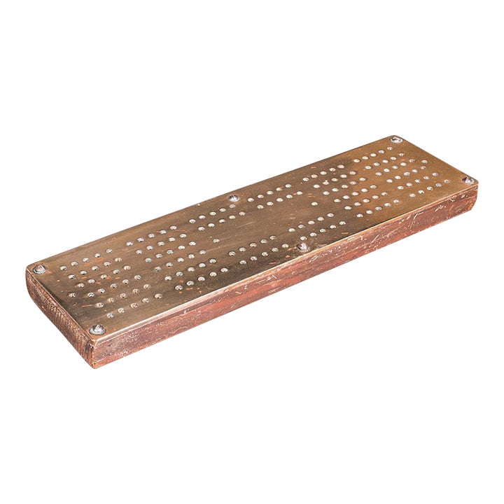 Antique Cribbage Board, English, Bronze, Pine, Gaming Peg Base ...