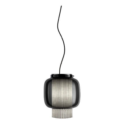Manila T Pe Graphite Light in Matte Grey Textile and Black Glass Diffuser by Sebastian Herkner For Sale