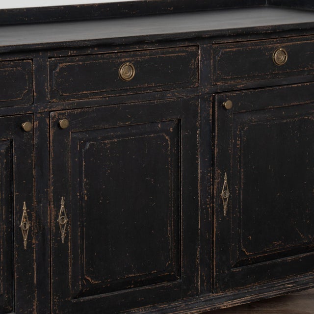 19th Century Swedish Black Painted Pine Sideboard Buffet For Sale - Image 11 of 14