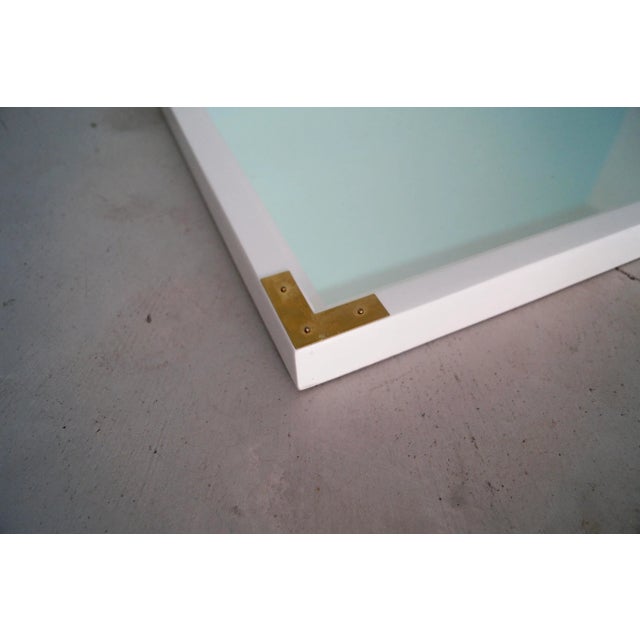 White 1960's Hollywood Regency Campaign Mirror For Sale - Image 8 of 11