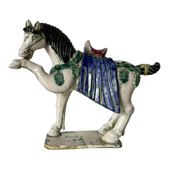 Vintage Asian Tang Dynasty Style Ceramic Horse Figurine/ Sold For Sale
