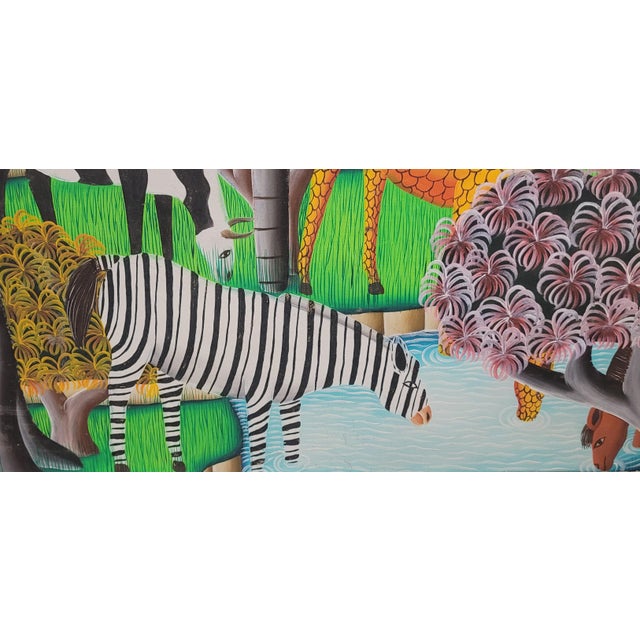 1970s Vintage Signed Hatian Painting of Adam & Eve For Sale - Image 5 of 10