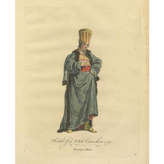 Jefferys, Ottoman Eunuch Costume, Hand-Colored Engraving, 1749 For Sale - Image 3 of 10