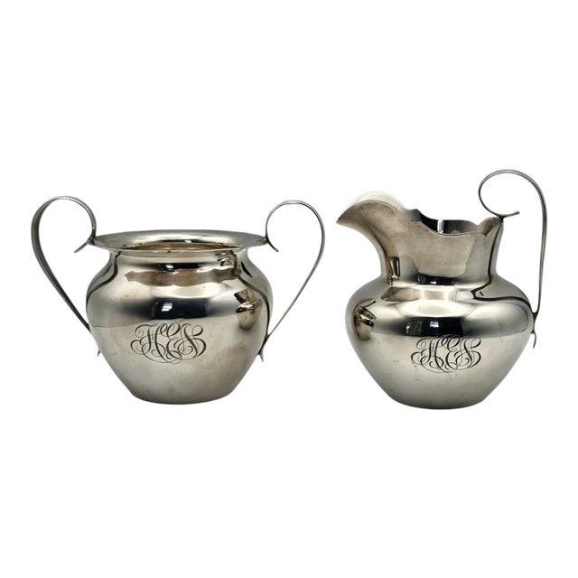 Early 20th Century Bailey Banks & Biddle Sterling Silver Creamer & Sugar Set For Sale
