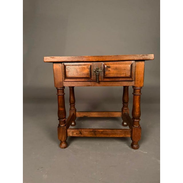 Pair of American Country English Pine Side Tables With Walnut Finish, Circa 1920s For Sale - Image 14 of 18