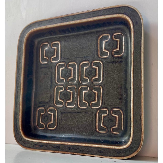 Ceramic Cubist Glazed Stoneware Dish by Valdemar Petersen for Bing & Grondahl, 1960s For Sale - Image 7 of 9