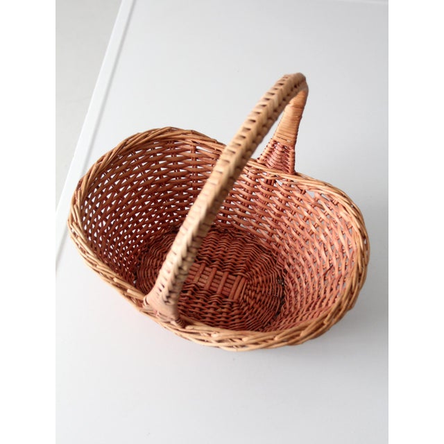Pink Vintage Wicker Gathering Basket For Sale - Image 8 of 12