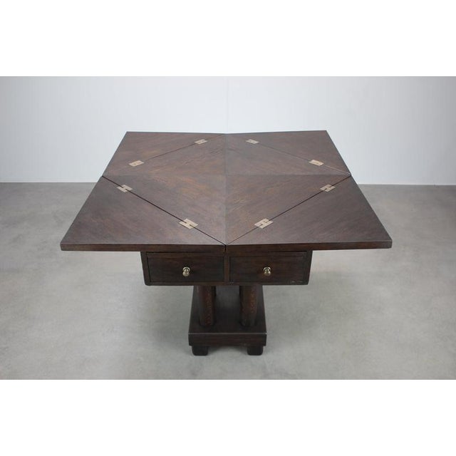 Antique English Quarter-Sawn Oak Envelope Games Table, 1900 For Sale - Image 12 of 18
