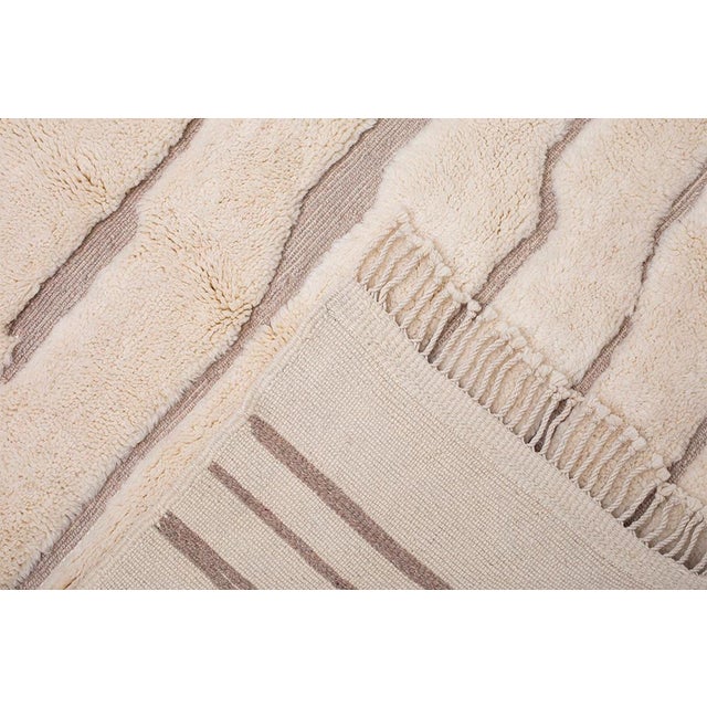 2020s Minimalist Linear Hand-Knotted Moroccan Wool Rug | 12'0" X 8'4" | One of a Kind For Sale - Image 5 of 8