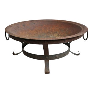 Vintage Industrial Cast Iron Fire Bowl W/Stand For Sale