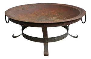 Vintage Industrial Cast Iron Fire Bowl W/Stand