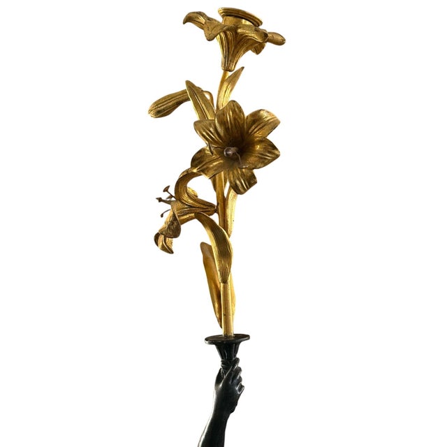 Italian Bronze “Flying Mercury” With Lily Torch, After Giambologna, Italy, 19th Century. For Sale - Image 3 of 12