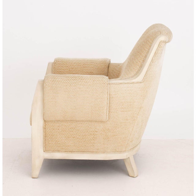 Beige Lewis Mittman Art Deco Style Beige Fabric Upholstered Easy Arm Chair For Sale - Image 8 of 10