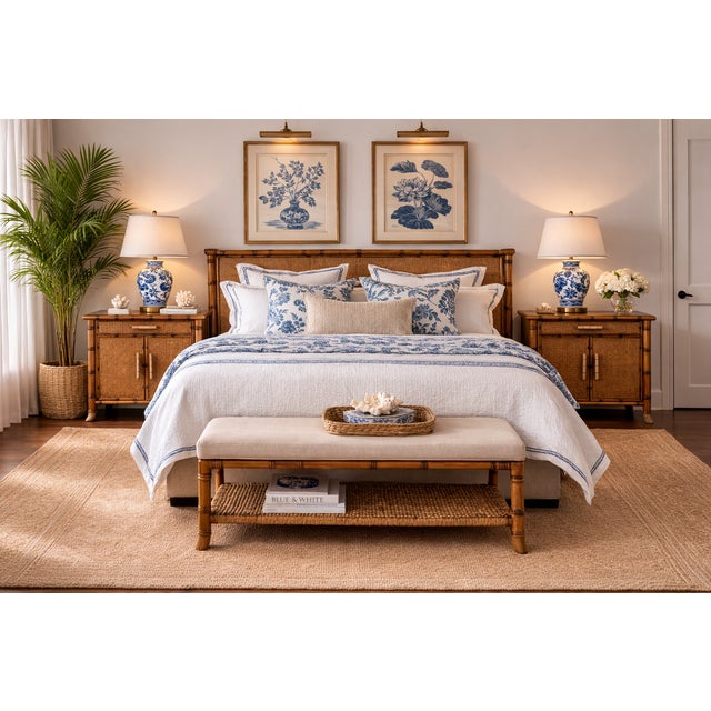 This is a pair of late 20th century hand crafted faux bamboo cabinets by The Platt Collection. This manufacturer typically...