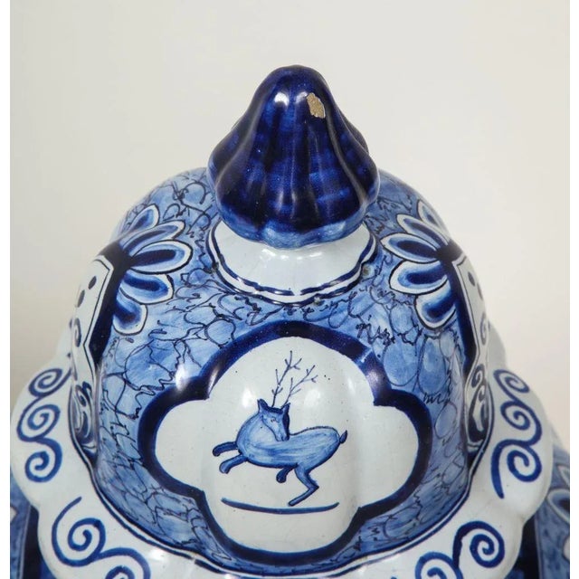 Pair of Large Delft Covered Vases For Sale - Image 12 of 12