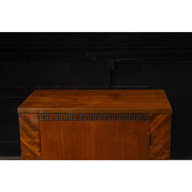 Vintage Streamline Art Deco Walnut Lighted Medical Cabinet by Hamilton For Sale - Image 14 of 18